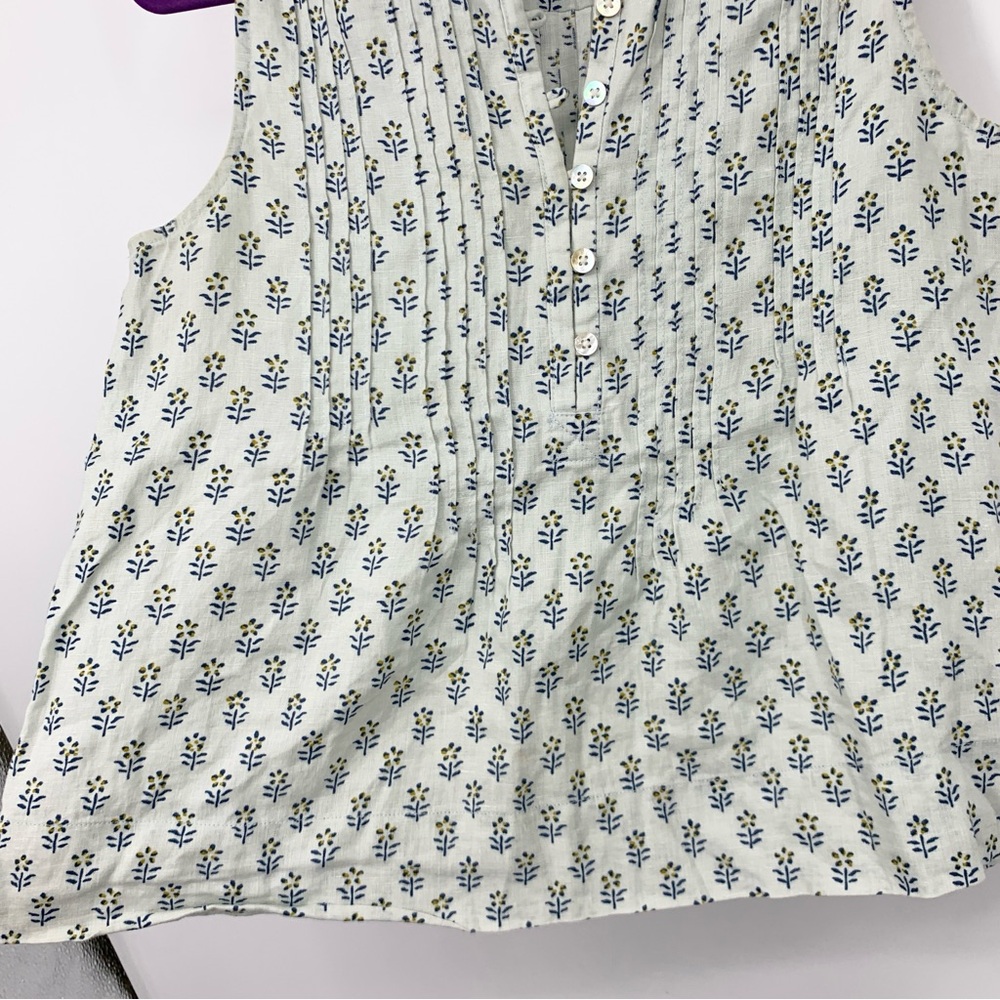 Faherty White Floral Pintuck Sleeveless Tank - Picture 3 of 7